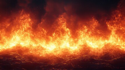 Wall Mural - fire background with space for design toned fiery red sky with flame effect