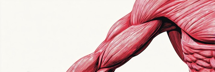 Poster - Red Muscle Illustration Prominently Displayed Against a White Background Highlighting Human Anatomy and Muscular Structure Details