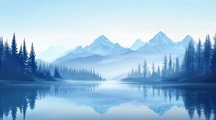 Wall Mural - a beautiful lake with mountain peaks reflected in the winter, a stunning nature landscape background