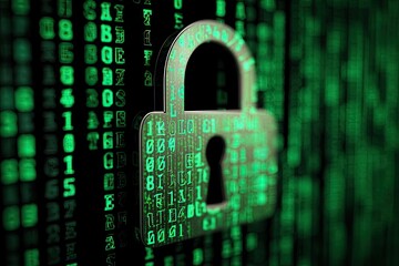 digital lock on a matrix background