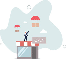 Wall Mural - Dropshipping business model by open e-commerce website store and let supplier ship product directly to customer concept, character life .