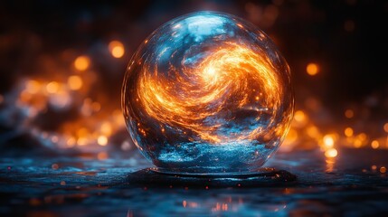 Wall Mural - mystical crystal ball showing a swirling vision of the distant future