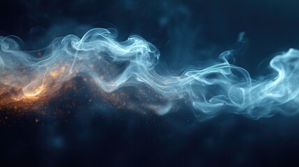 Wall Mural - providing a captivating visual representation of abstract patterns, white smoke rises from burning i