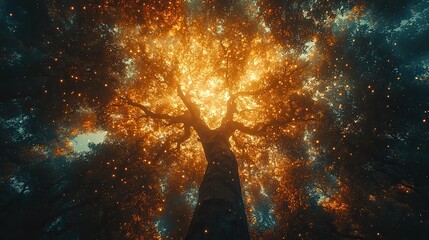 Wall Mural - russet hues paint the canopy of an extraterrestrial forest
