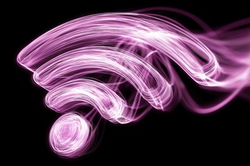 Wall Mural - abstract wi-fi signal design with vibrant purple light trails.