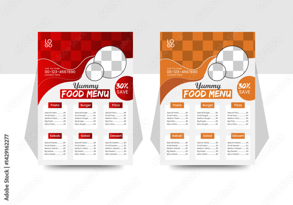 Double sided a4 size Food menu template, Fast food menu board, Burger ...