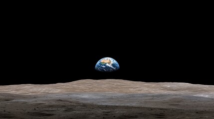 Wall Mural - the earth is seen from the lunar surface during a clear moment, highlighting the vibrant blue and gr
