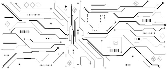 Fototapete - Vector abstract technology on white background, Abstract technology circuit diagram on white background.