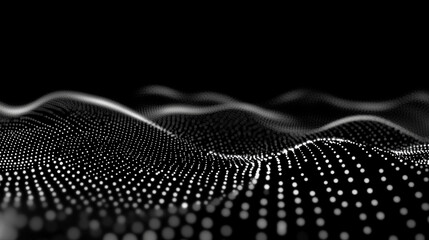 Abstract digital wave of particles flows across a dark background, symbolizing futuristic technology, data movement, AI intelligence, and the interconnected fabric of modern communication systems.

