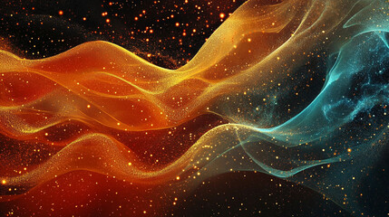 Abstract digital wave of particles flows across a dark background, symbolizing futuristic technology, data movement, AI intelligence, and the interconnected fabric of modern communication systems.

