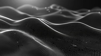Abstract digital wave of particles flows across a dark background, symbolizing futuristic technology, data movement, AI intelligence, and the interconnected fabric of modern communication systems.

