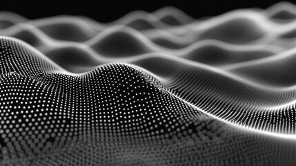 Abstract digital wave of particles flows across a dark background, symbolizing futuristic technology, data movement, AI intelligence, and the interconnected fabric of modern communication systems.

