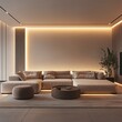 © Thomas - Modern interior design with creative lighting illusions, cozy living room with hidden LED strips