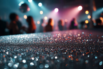 Wall Mural - sparkling glitter surface with defocused nightclub background