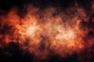 Wall Mural - fiery cosmic nebula in deep space. swirling orange and red gas clouds illuminated by distant stars. 
