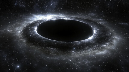 glowing swirling black hole in deep space emits radiant light trails symbolizing the mysteries of th