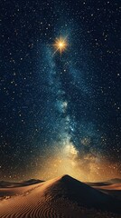 Wall Mural - a night sky filled with stars, illuminated by a radiant star at its center