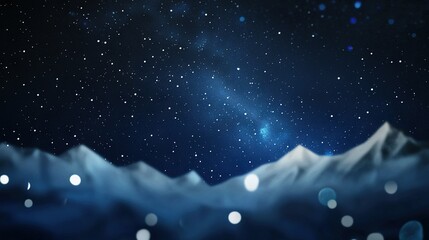 Wall Mural - a stunning nightscape depicts a snow-capped mountain range against a backdrop of glittering stars