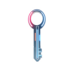 Fototapete - Glowing Key Concept, Future Unlocks, Access Innovation, Sleek Design. Isolated, 3d Rendered Key, Shows Technological Advancement, Potential Opening Solutions, White Background, Simple Key, Design