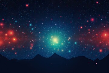 Wall Mural - colorful starry night sky over mountain silhouettes. cosmic landscape with vibrant nebula and galaxy