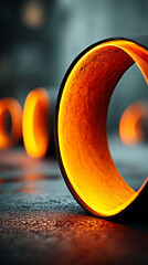 Wall Mural - glowing round illuminated lines with motion blur represent futuristic speed connectivity and infinit