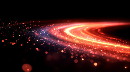 Wall Mural - glowing round illuminated lines with motion blur represent futuristic speed connectivity and infinit