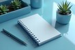 © Sjn - Business Notepad on Table with Pen in Blue Tone Before Meeting Copy Space