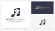 © semoro - Music school icons, vector logo of graduation cap and music notes creative template.