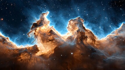 Wall Mural - A cosmic waterfall nebula with streams of ionized gas flowing through space, creating the illusion of liquid light