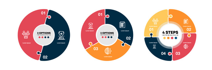 Wall Mural - vector circle arrows puzzle infographic, cycle diagram, presentation chart. business concept with 2 
