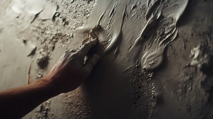  Hand Applying Plaster to a Wall