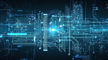 Abstract Digital Circuitry: A Glowing Network of Technology