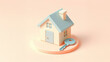 © Aiinwonderland - 3D cartoon cute house with key in Minimal style, sweet home, real estate, housing market,