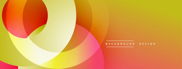 Aufkleber - Abstract colorful overlapping circles create dynamic gradient background. Warm tones dominate composition, suggesting energy, flow.