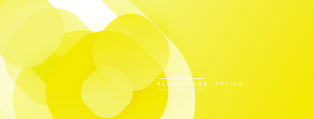 Aufkleber - Bright yellow backdrop features overlapping translucent circles. Soft gradients create depth, modern aesthetic. Minimalist design, clean presentation.