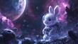 © ika ndari - Cute rabbit astronaut in space
