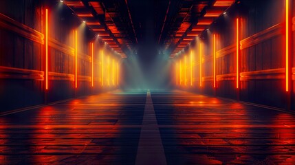 Wall Mural - empty boxing ring, illuminated by spotlights, duel match background