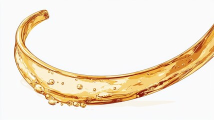 Canvas Print - Golden Liquid Splash with Bubbles on White Background for Design