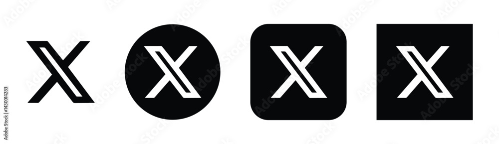 Twitter X new logo icon transparent png download. Vector Illustration ...