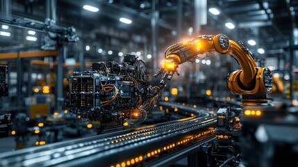 Poster - Innovative robotics in automated manufacturing close-up of high-tech industrial factory visuals