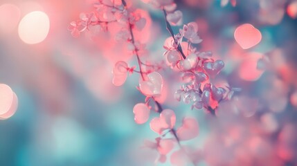 Aufkleber - Pink Heart Shaped Flowers Soft Focus Macro Photography