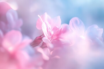 Aufkleber - Soft Pink and Blue Flower Blossoms Close Up