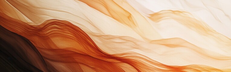 Poster - Abstract organic flowing waves in earth tones create a translucent texture effect for backgrounds or design elements.