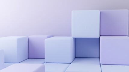 Poster - Minimalist pastel lavender and blue color block arrangement evokes a peaceful, serene atmosphere ideal for backgrounds and designs
