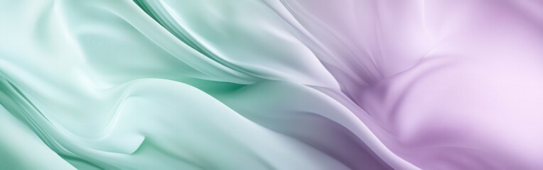 Leinwandbilder - Gentle sweeps of pale mint green and soft lilac create a serene and calming abstract flowing fabric backdrop