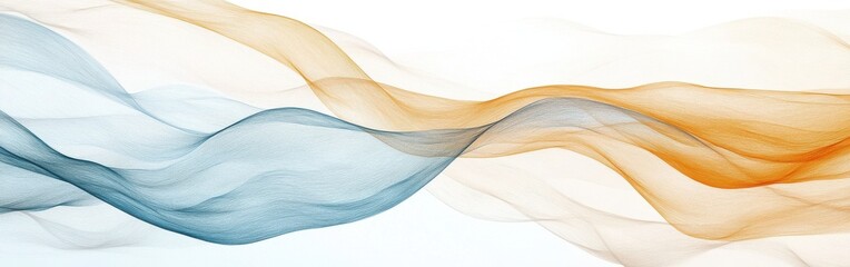 Leinwandbilder - Elegant pencil strokes wash with soft wavy lines in a modern, abstract design featuring calming blue and warm orange hues