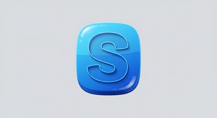 Letter S in Blue Square Glossy Icon