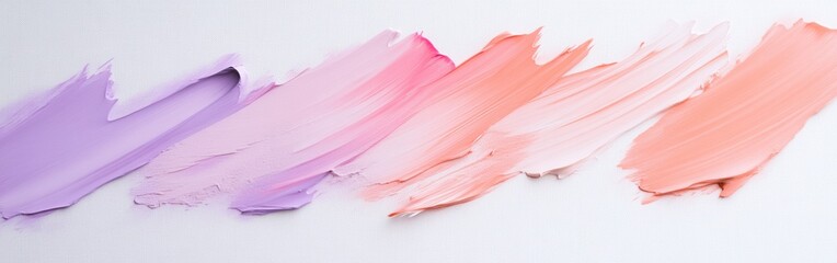 Poster - Abstract strokes of pastel makeup on canvas: gradient lilac, pink and peach color beauty background, minimalistic cosmetic swatch design