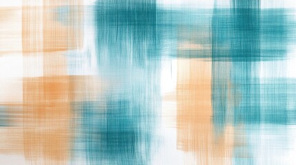 Leinwandbilder - Soft pencil strokes grid lines in muted amber and turquoise hues creating a calm yet stimulating abstract background