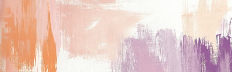 Leinwandbilder - Soft pencil strokes and drips in muted peach, lavender, and cream creating an abstract watercolor painting background.